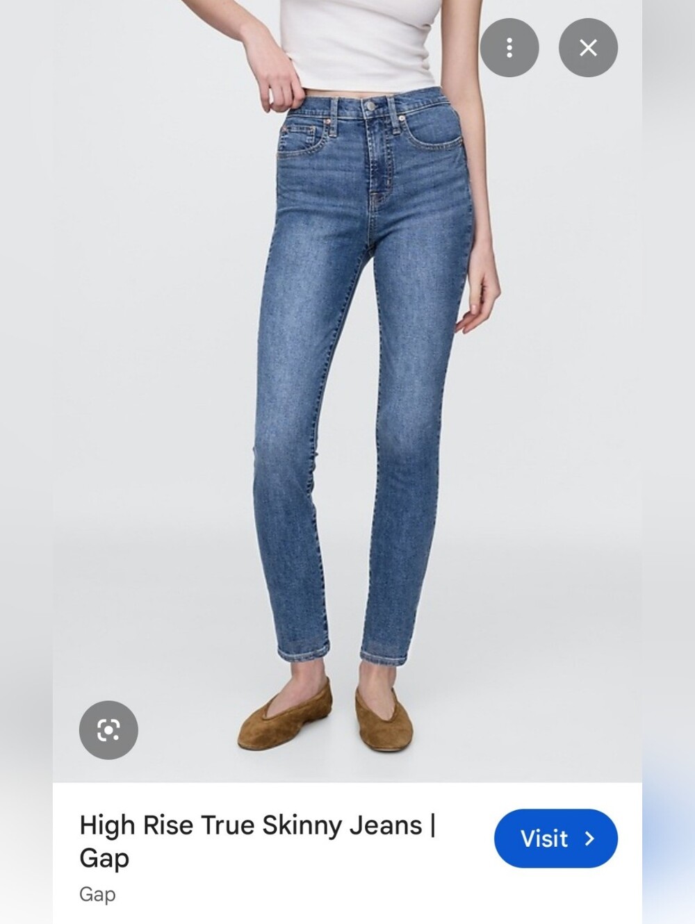 GAP True Skinny High Rise Jeans - Medium Blue, Size 6R